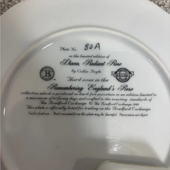 Princess Diana Radiant Rose Collector Plate with music box England - Picture 4 of 6